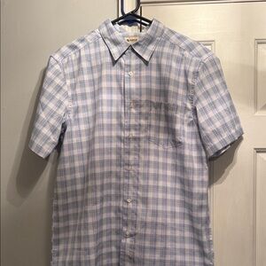 Haggar Men’s Light Blue and White Plaid Dress Shirt